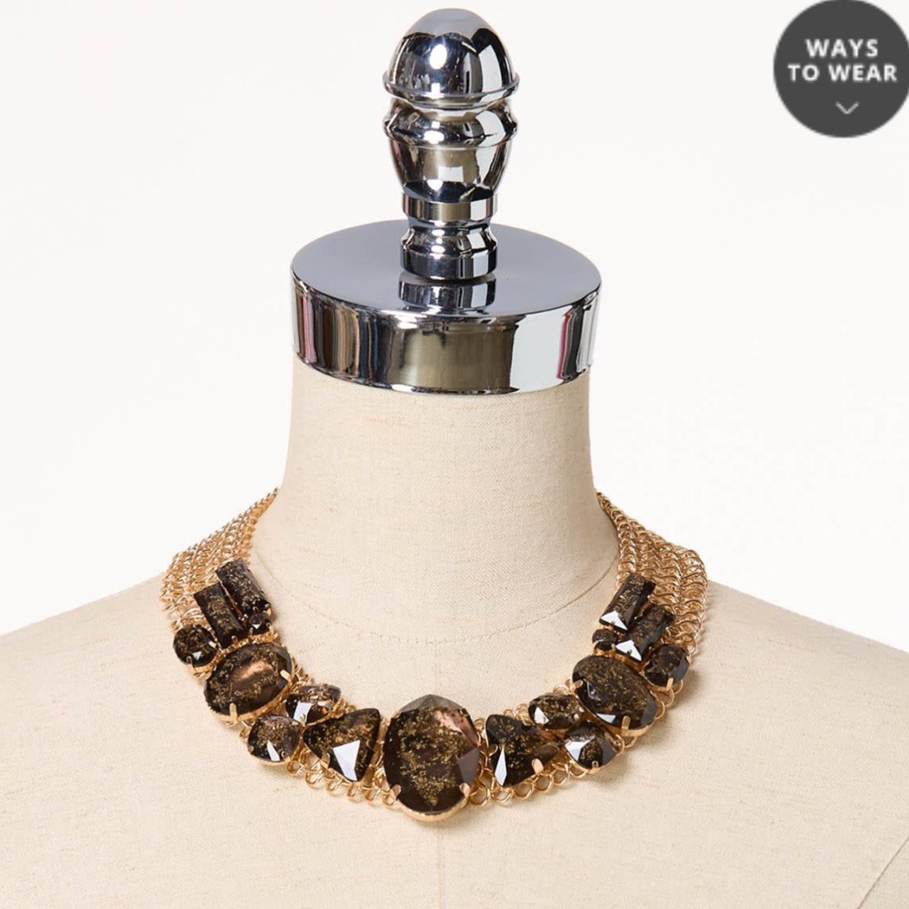 Elegant Gold and Brown Statement Necklace